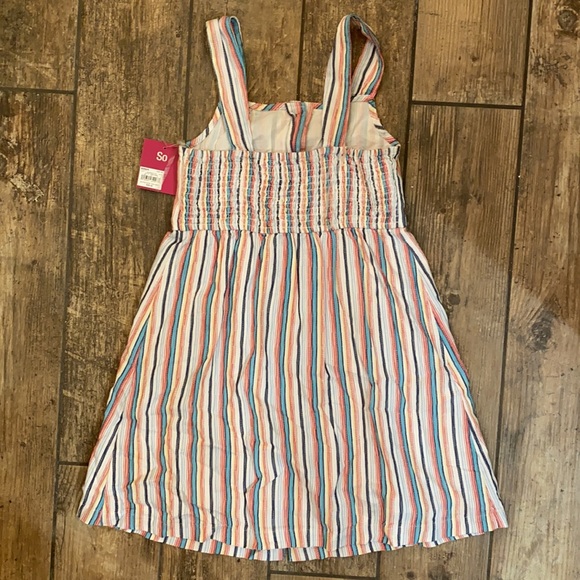 GIRLS MULTI-COLORED STRIPE BUTTON FRONT DRESS SZ 8 - Picture 2 of 3